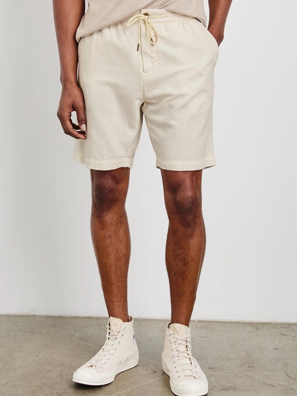 Rails Men's Cream Flat Front Drawstring Shorts Size XL